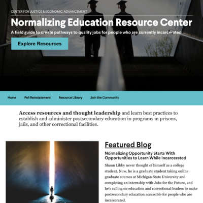 Normalizing Education Resource Center webpage screenshot